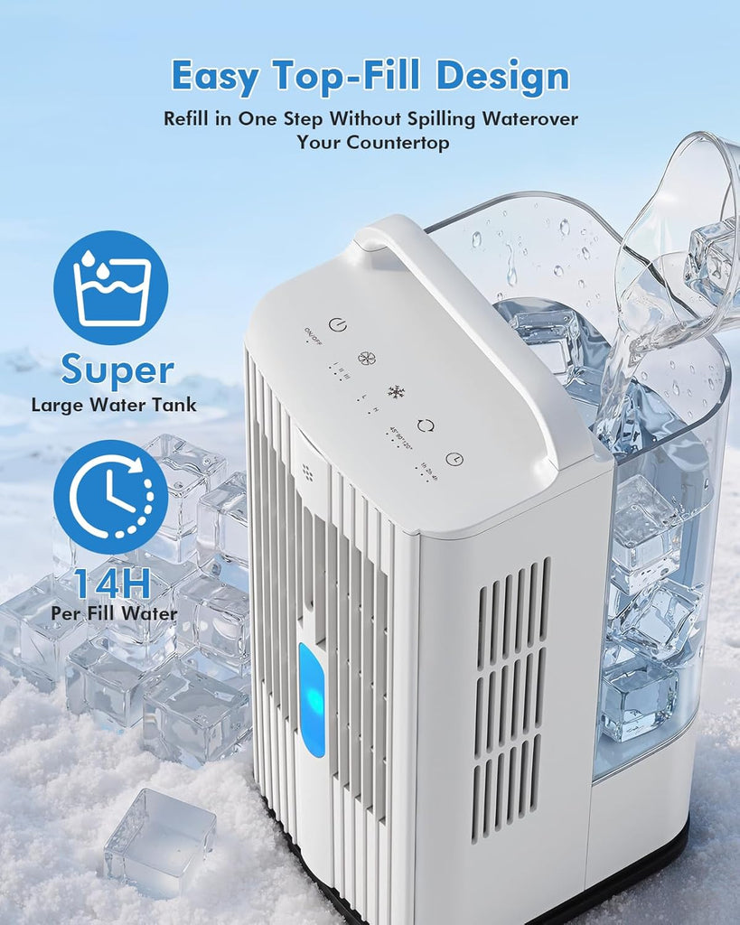 4-in-1 Portable Air Conditioners: 1700ml Tank Mini Air Conditioner with 120° Oscillating 16.5ft Remote