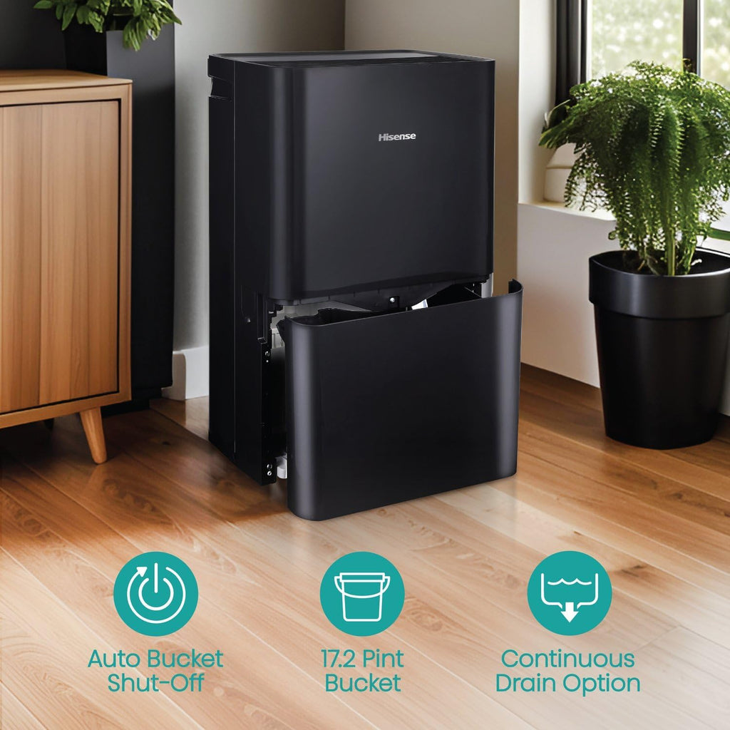 50 Pint Portable Dehumidifier with Built-In Pump in Black
