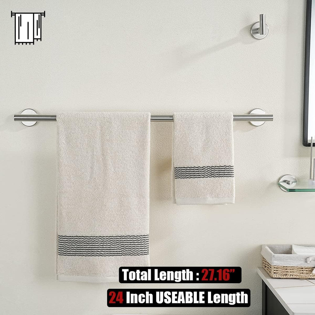 Bathroom Hardware Set, 5-Piece Bath Accessories Set Brushed Finished Wall Mount Includes 24 in Towel Bar, 7 in Towel