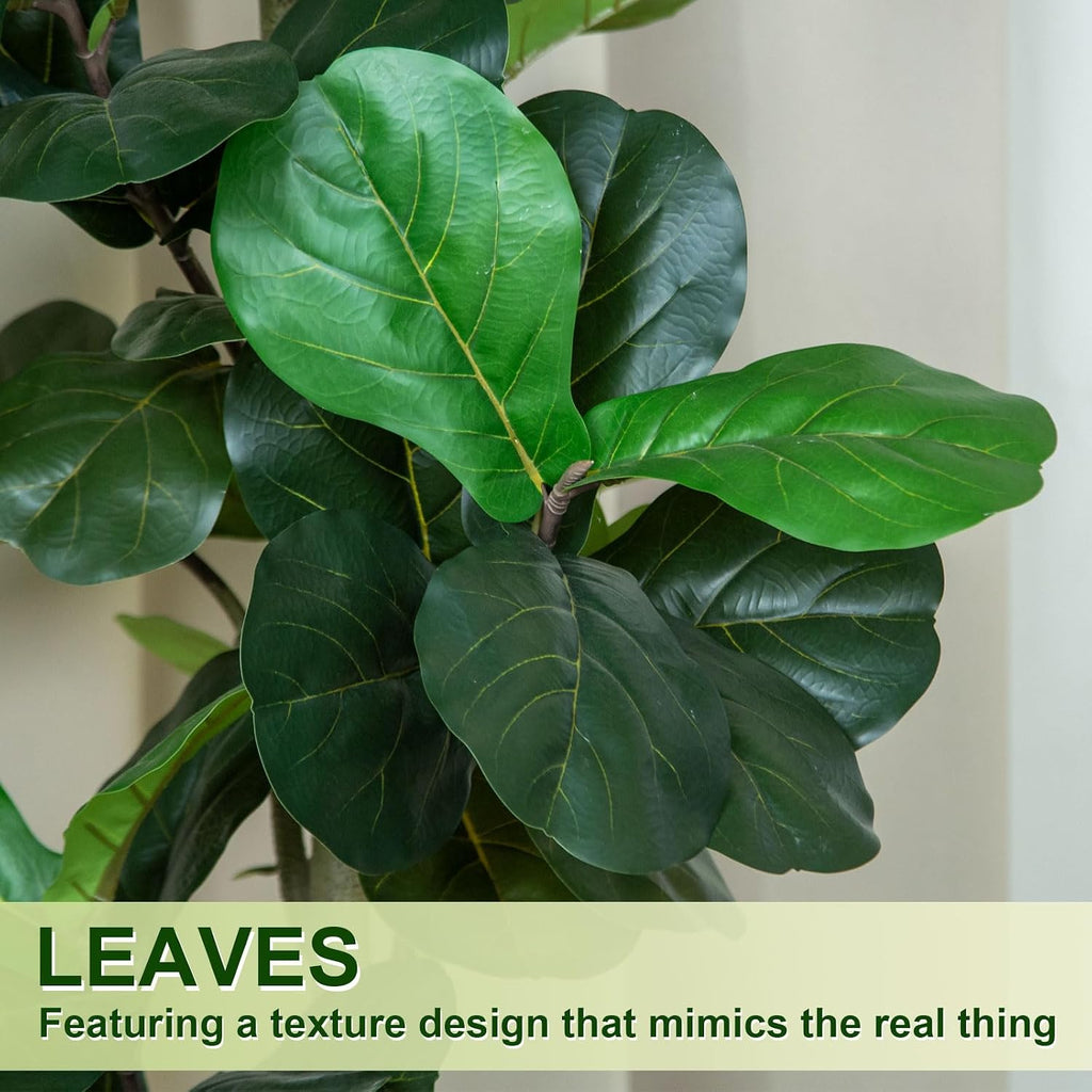 6FT Fiddle Leaf Fig Artificial Tree with White Planter Pot,Faux Floor Plant, Indoor and Outdoor Fake Plants Decor