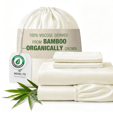Bamboo Viscose Sheet Set, Full Size, 4 Pieces, Ivory