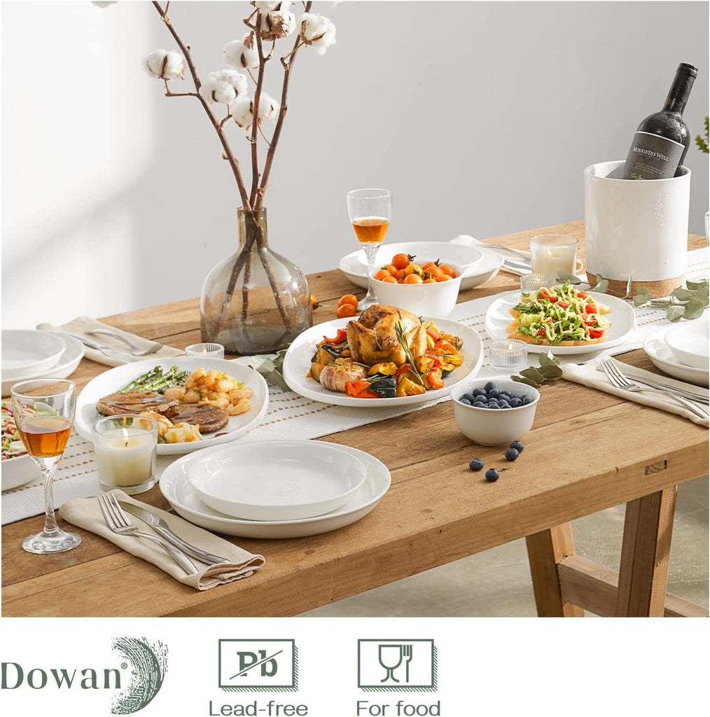 Large Serving Platter, 16"/14"/12" Porcelain Platters for Entertaining Wedding Party, White Oval Plates Set of 3