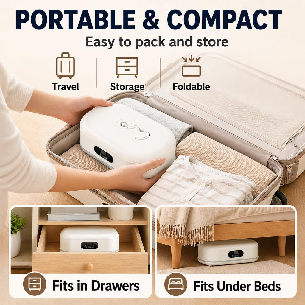 Portable Clothes Dryer, 700W Fast Drying with Wrinkle-Reducing Gentle Heat, No Assembly Required, Quiet Compact Dryer