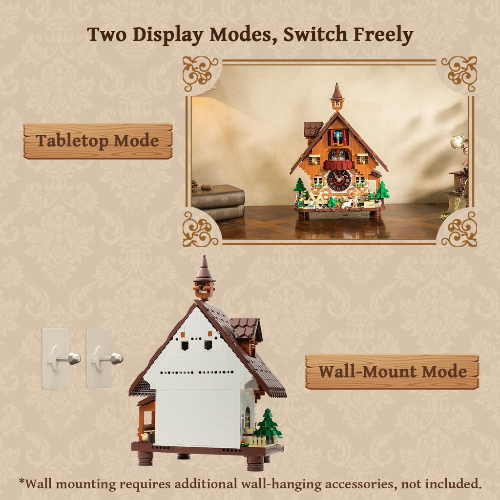 Cuckoo Clock Building Set for Adults, Vintage Chalet Wall Clock