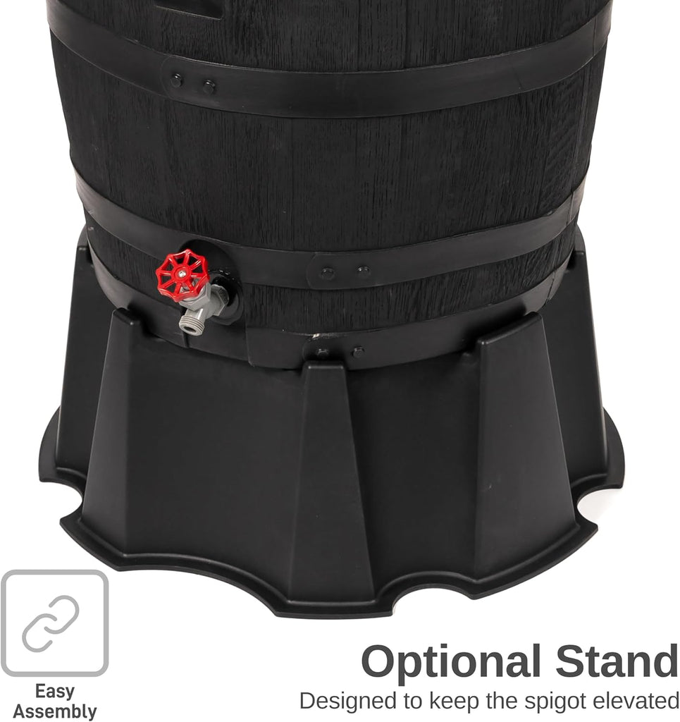Premium 55-Gallon Eco Rain Barrel with Removable Lid, Flat Back Rain Water Collection Barrel, Made with 100% Recycled
