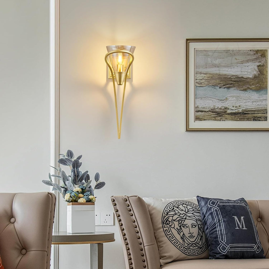 Modern Gold Wall Sconce E12 Torch Decorative Wall Lights Industrial Wall Lights for Bedroom Bathroom Living Room Hallway