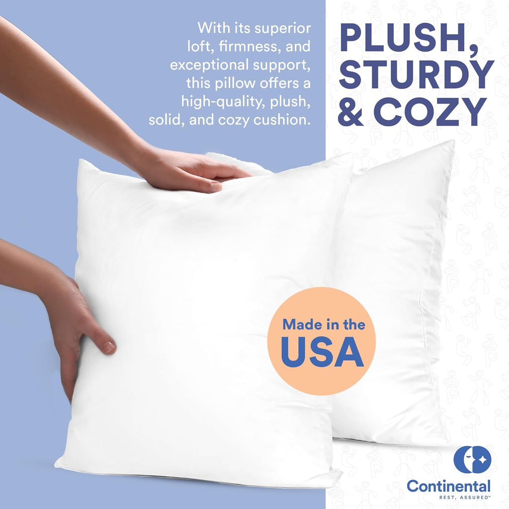 Down Alternative Throw Pillow Insert | 100% Cotton 250TC Shell | Medium Loft Decorative Cushion | 20x20 | 1 Pack