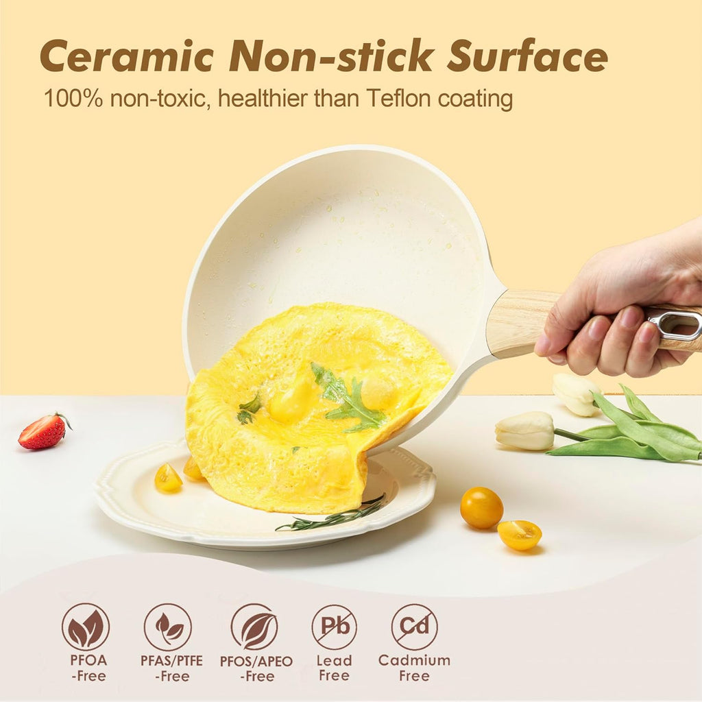 Ceramic Cookware Sets, Pots and Pans Set Non stick, 14 Piece Induction Cookware, Non toxic Healthy Non Stick Kitchen