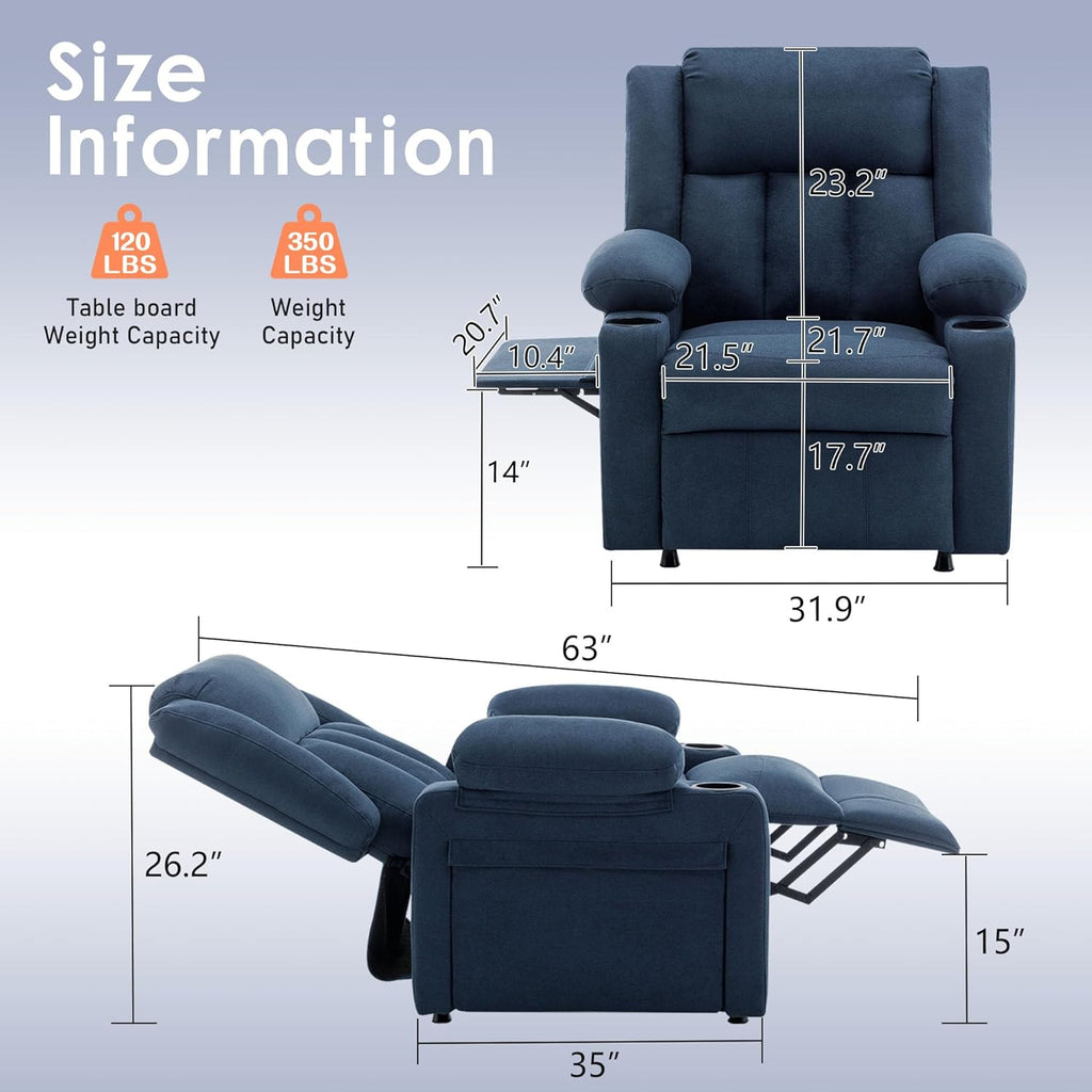 Power Recliner Chair,Reclining Sofa Chair with Heat and Massage for Adults