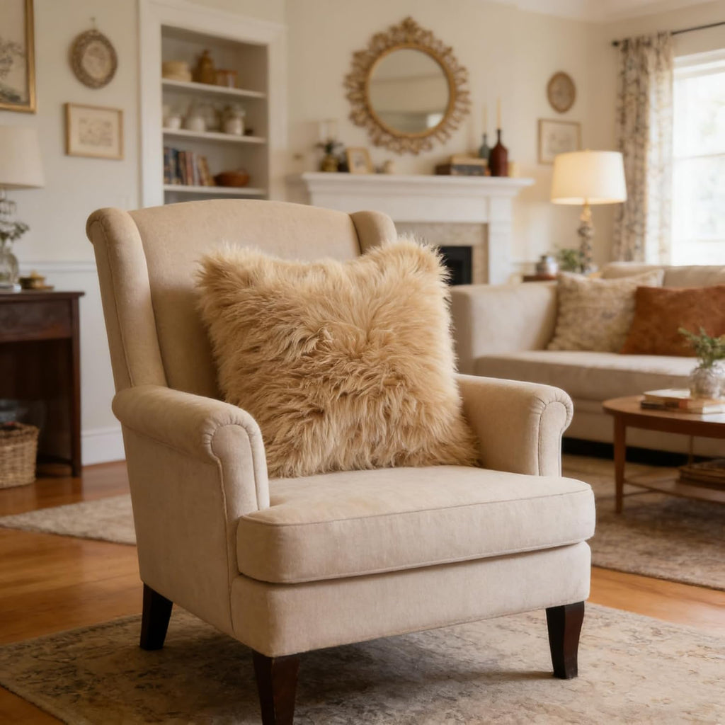Fluffy Decorative Throw Pillow Covers Beige 20×20, Faux Fur Farmhouse Luxury Pillow Cases,Soft Plush Fuzzy Cushion