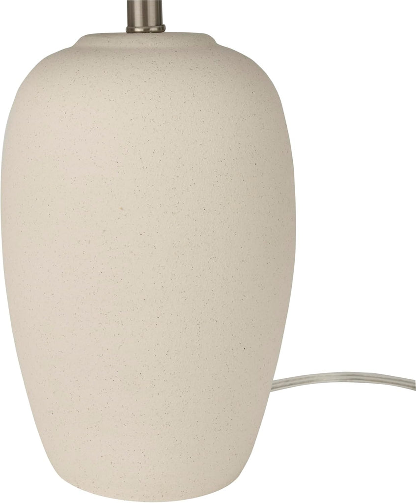 Home 23" Natural White Ceramic Jar Table Lamp, Dining Office, with Off-White Shade