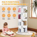 4 Tier Rotating Bookshelf Tower, Spinning Bookshelf, Revolving 360° Bookcase Storage Round Carousel
