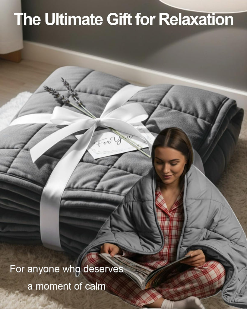 Weighted Blanket 5lbs 41"x60" for Adults and Teens, Heavy Throw with Premium Glass Beads for Napping, Machine