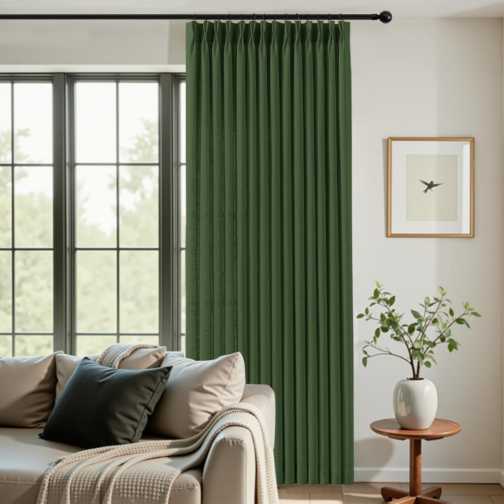 Pinch Pleated Sheer Linen Curtains 102 Inches Light Filtering, 2 Panels