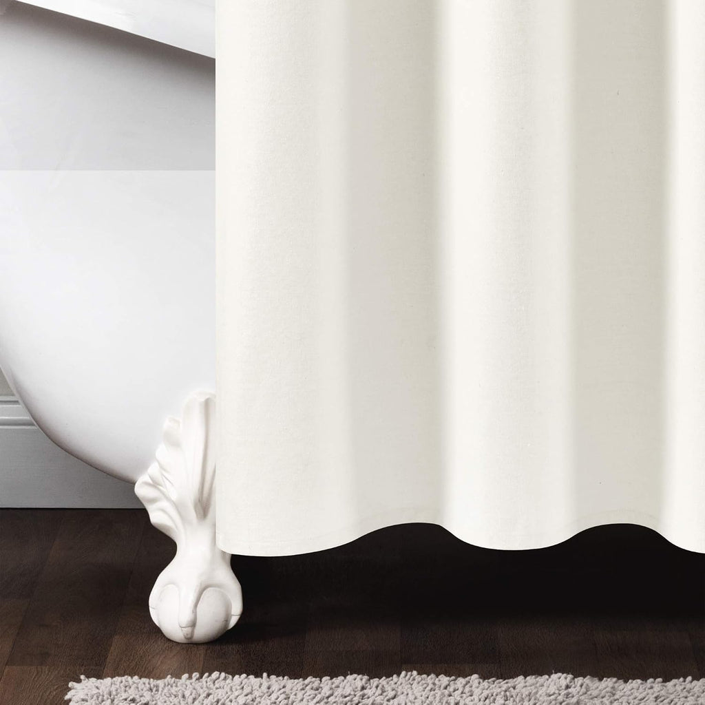 Stitched Woven Stripe Yarn Dyed Cotton Blend Shower Curtain Single 72" W x72 L Ivory & Black - Shower Curtains