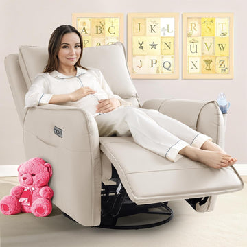 Power Recliner Gliders, Electric Swivel Rocker Recliner Chair, Comfy Upholstered Living Room Reclining Rocking