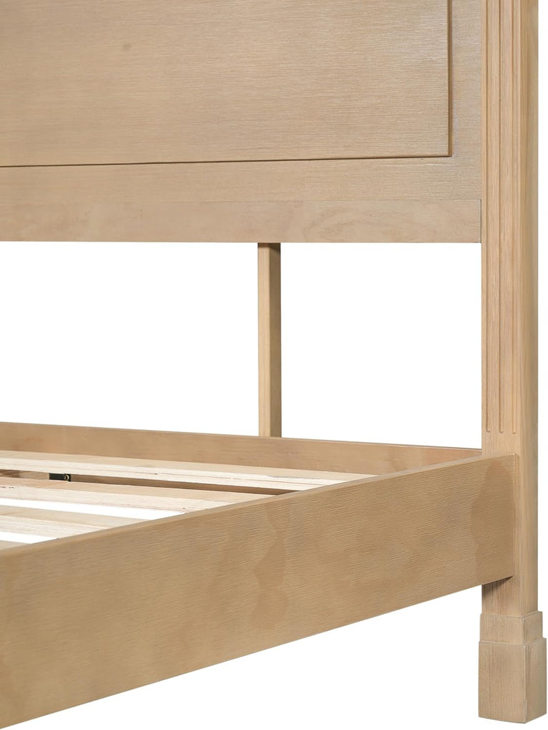 Rustic Queen Solid Wood Bed Frame, Farmhouse Platform Bed with 53.5" Tall Headboard, Heavy Duty Wood Bed Frame with