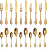 24-Piece Gold Flatware Silverware Set,18/10 Heavy Duty Stainless Steel Flatware Service for 6
