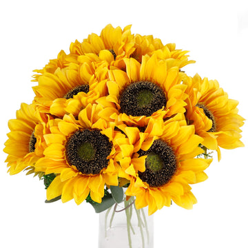 10pcs Sunflowers Artificial Flowers with Long Stem Fake Sunflowers Bulk Fall Decoration for Wedding Home Birthday