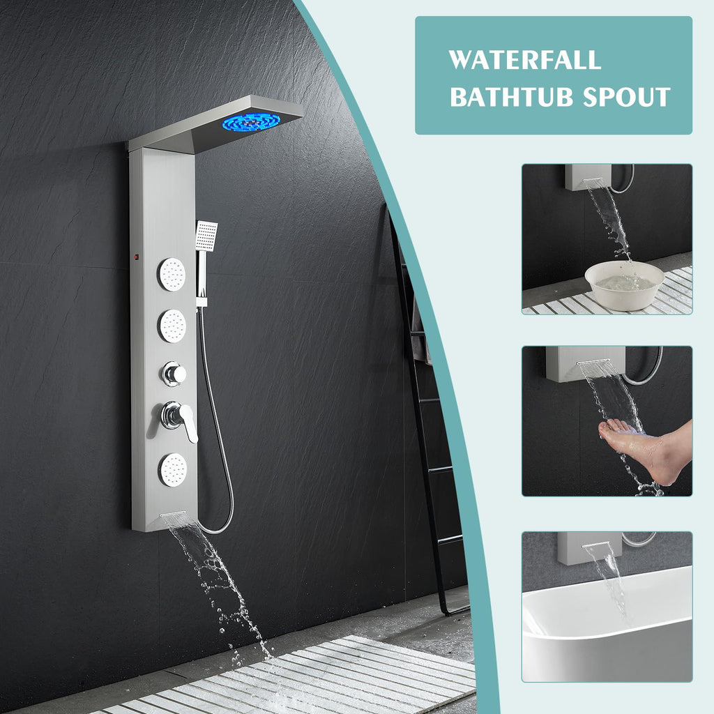LED Shower Panel - Full Body Shower Tower Brushed