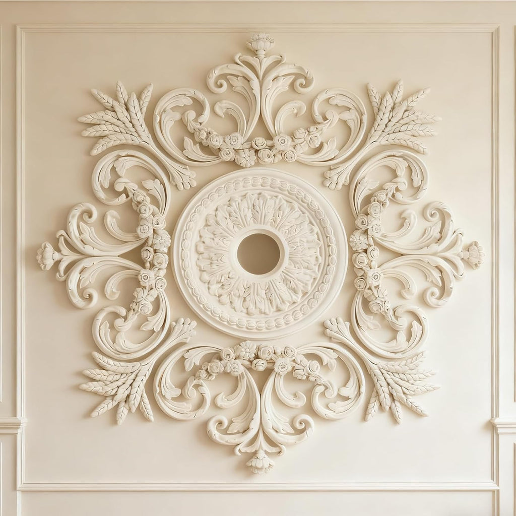 28" Large PU Ceiling Medallion Combination Decorative - 28 inch Classic French Chandelier Base Cover, Victorian