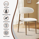 UVV Dining Chairs Set of 2, Metal Kitchen Chairs with Modern Fabric Upholstered for Dining Room, Beige