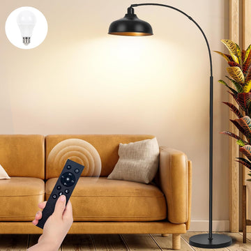 Arch Floor Lamps with Remote - Dimmable Floor Lamp 70”, Black Tall Lamp with 360° Adjustable Hanging