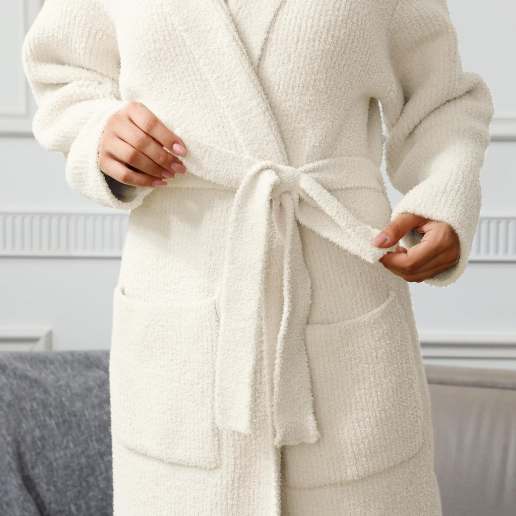 Ultra Soft Robes for Women with Pockets, Womens Robe Plush | Hooded House Robes for Women Calf-Length, Spa Bath Robe