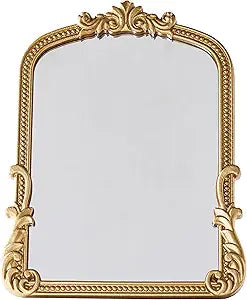 Vintage Vanity Small Mirror with Stand,Gold Decorative Mirrors for Wall,Antique Desk Eclectic Home Dresser Decor Small