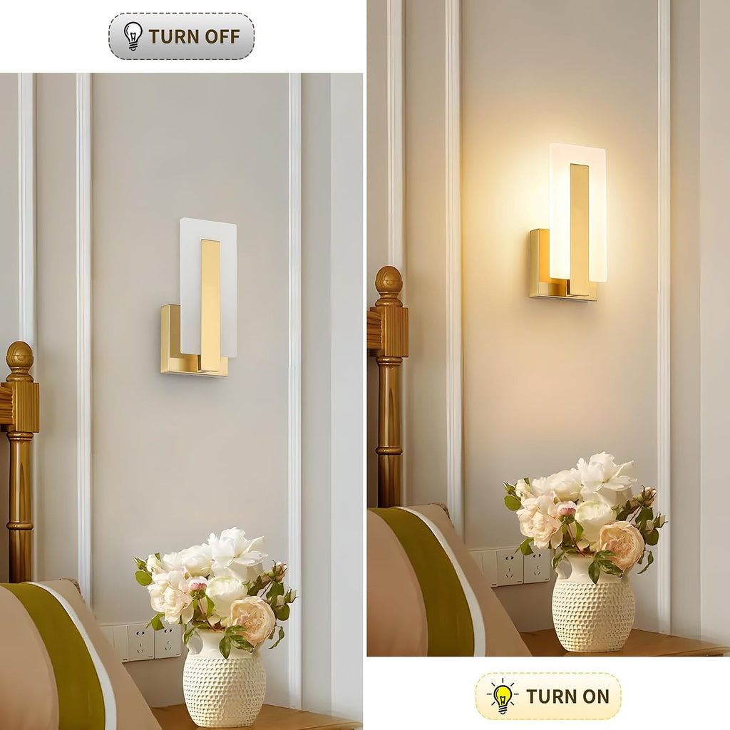 Modern LED Wall Sconce Set of 2, Dimmable Hardwired Bathroom Vanity Light Indoor Wall Sconce , Study, Living Room