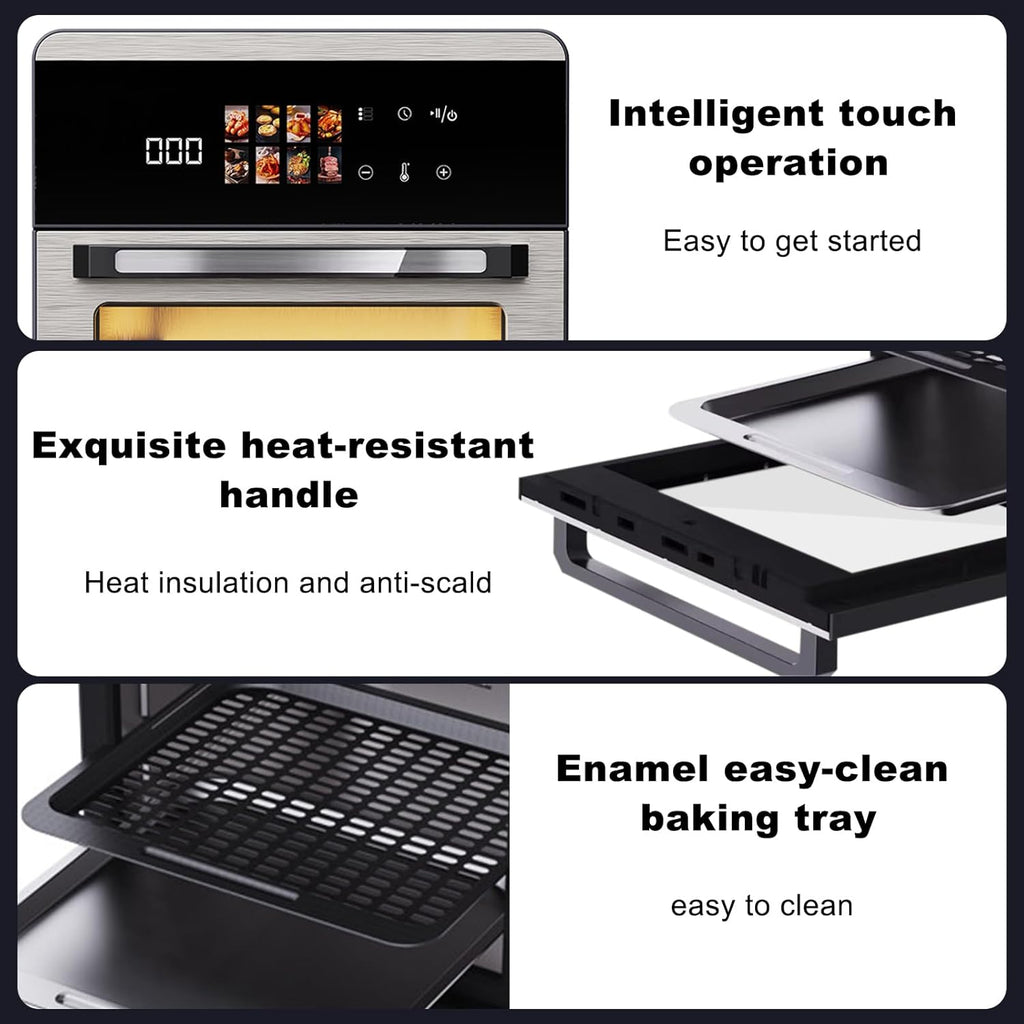 18QT Large Air Fryer Oven with Touch Screen Display, 10-in-1 Air Fry, Roast, Bake, Broil, Dry, Frozen, Proof Combo