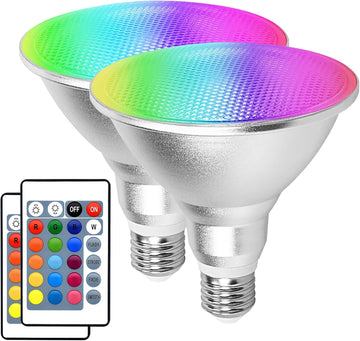 Multicolor LED Par38 Flood Light Bulb Outdoor Waterproof, RGB + Warm White | 3000K 1800LM, 30W=90W, Color Changing