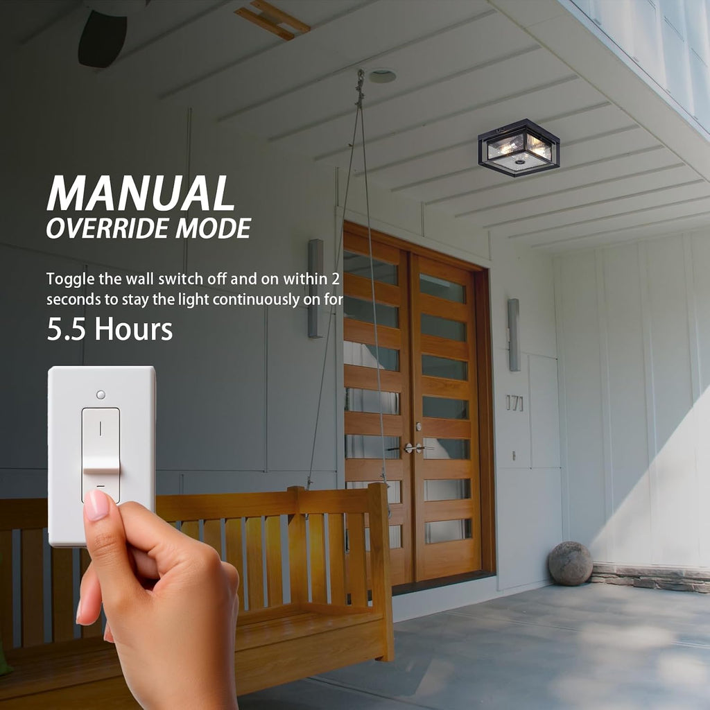 Motion Sensor Outdoor Ceiling Light - Industrial Style, Flush Mount