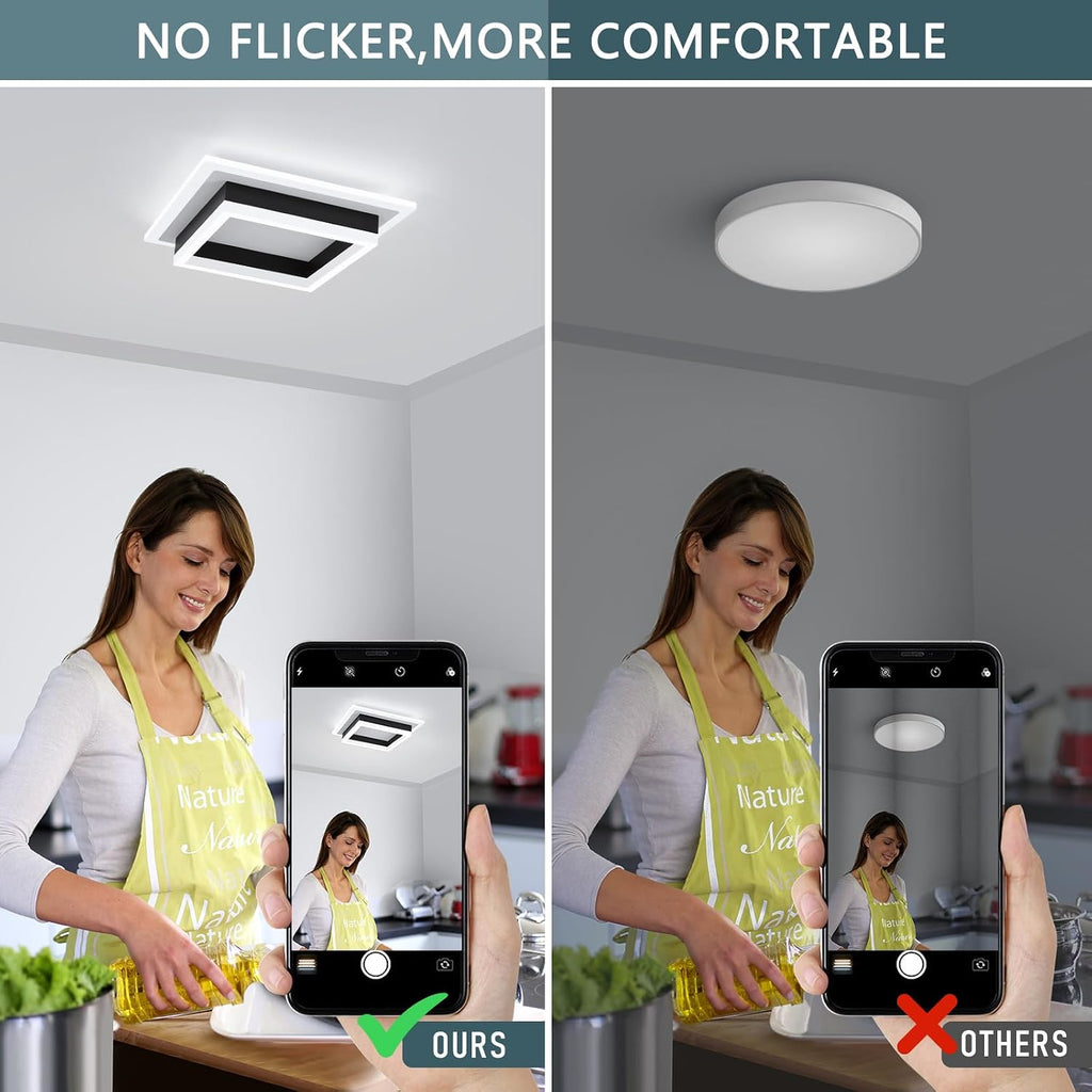 32W Modern LED Ceiling Light, Small Flush Mount Light Fixture, 6500K Cold White Ceiling Lamp, Square Hallway Lighting
