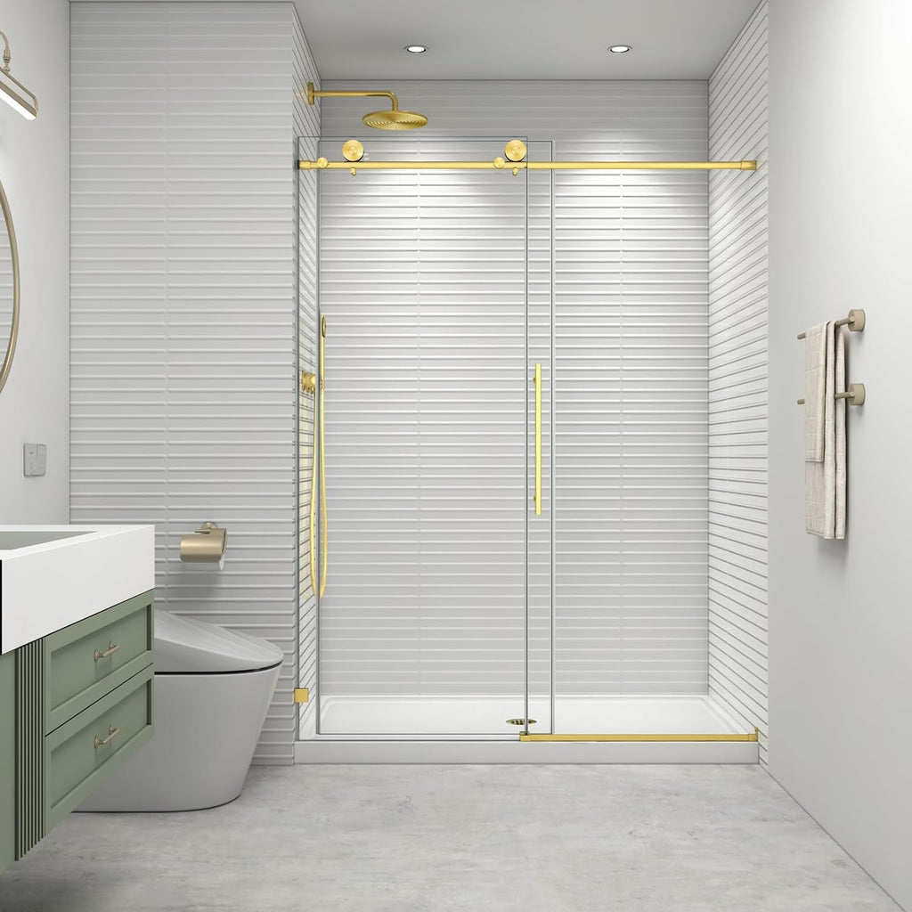 55"- 60" W x 76" H Soft Closing Sliding Frameless Shower Doors, Water Repellent Shower Door