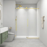 55"- 60" W x 76" H Soft Closing Sliding Frameless Shower Doors, Water Repellent Shower Door