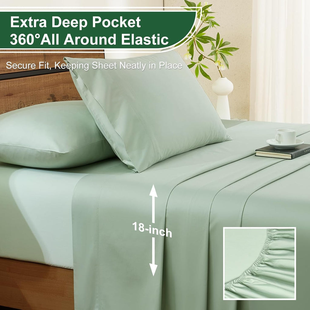 100% Egyptian Cotton Sheets Full Size Set - 1200 Thread Count 6 PC