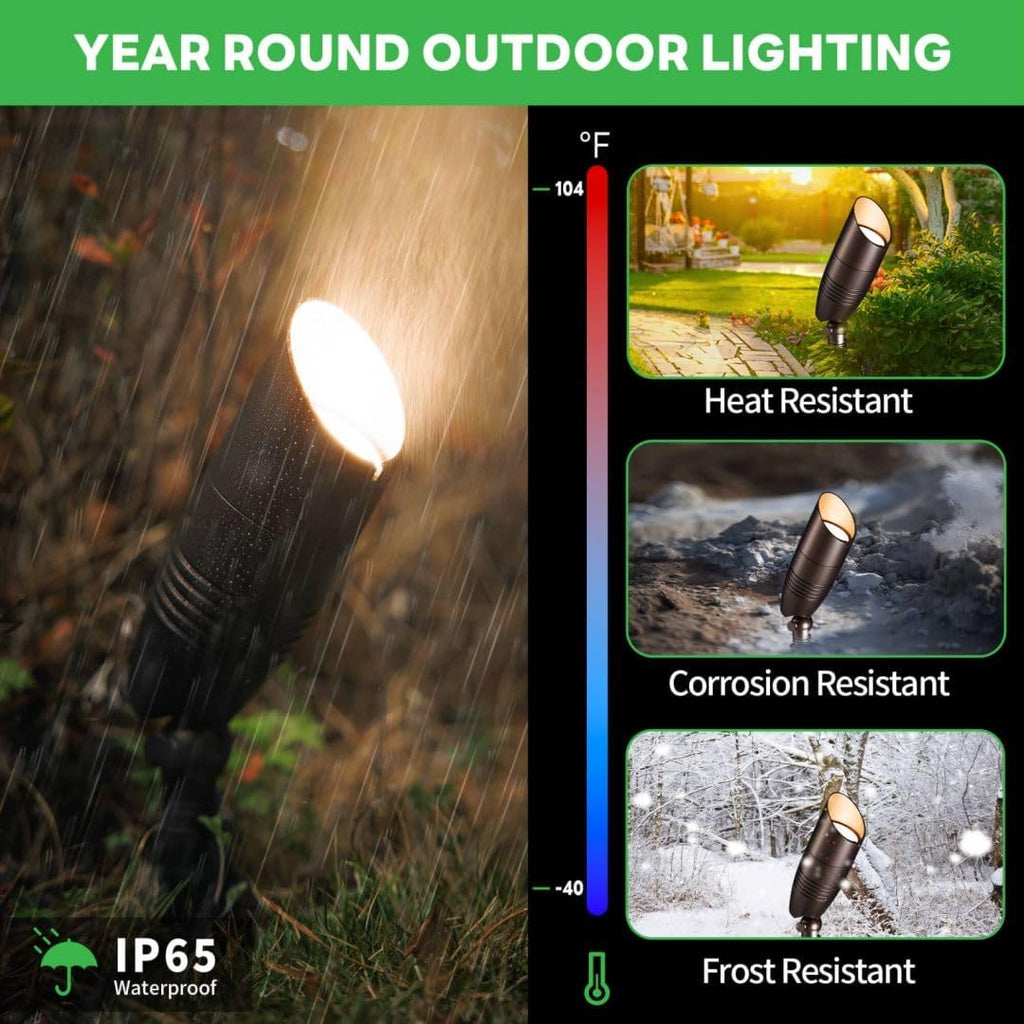 Low Voltage Spotlight, 3CCT 3000K/4000K/5000K Adjustable, Outdoor 12V LED Landscape Lighting, Waterproof IP65 ORB