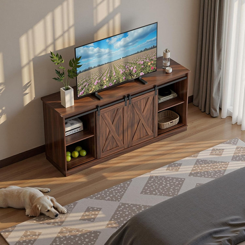 TV Stand for 65 Inch Television, Entertainment Center with Storage Shelves, Mid Century Modern Media TV Console Table