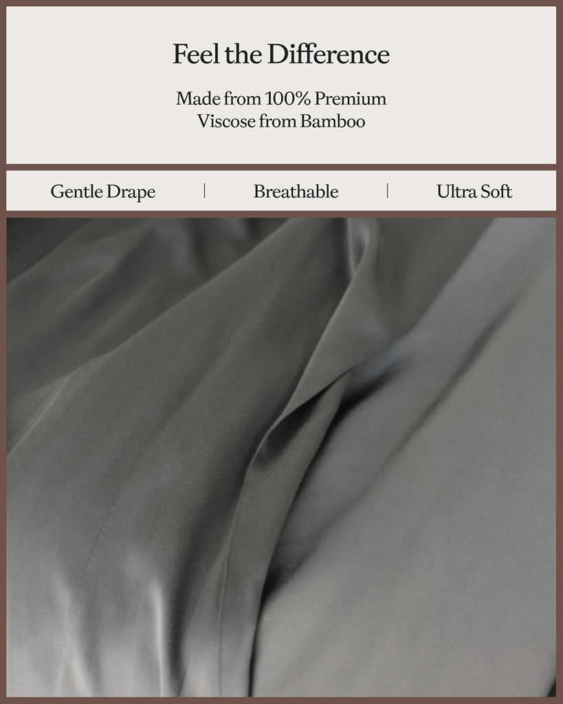 Luxury Bed Sheet Set - 100% Viscose from Bamboo Fabric, Ultra-Soft & Breathable, Fits Regular & Deep Pocket