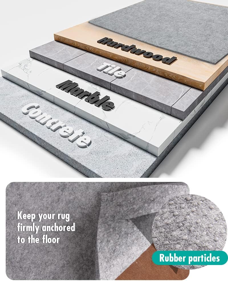8x10 Non Slip Felt Rug Pad for Hardwood Floor, 1/8 Area Rug Gripper - Set of 80
