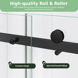 Frameless Shower Door, 55-60" W x 76" H Sliding Glass Shower Door