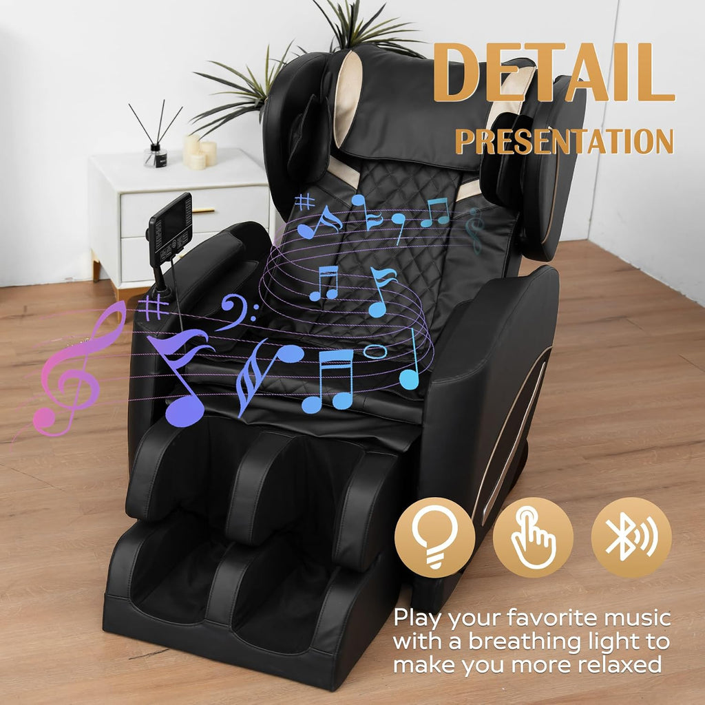 Zero Gravity Massage Chair Recliner with 10 Massage Rollers, Full Body Air Pressure Therapy, Heated Lumbar & Leg