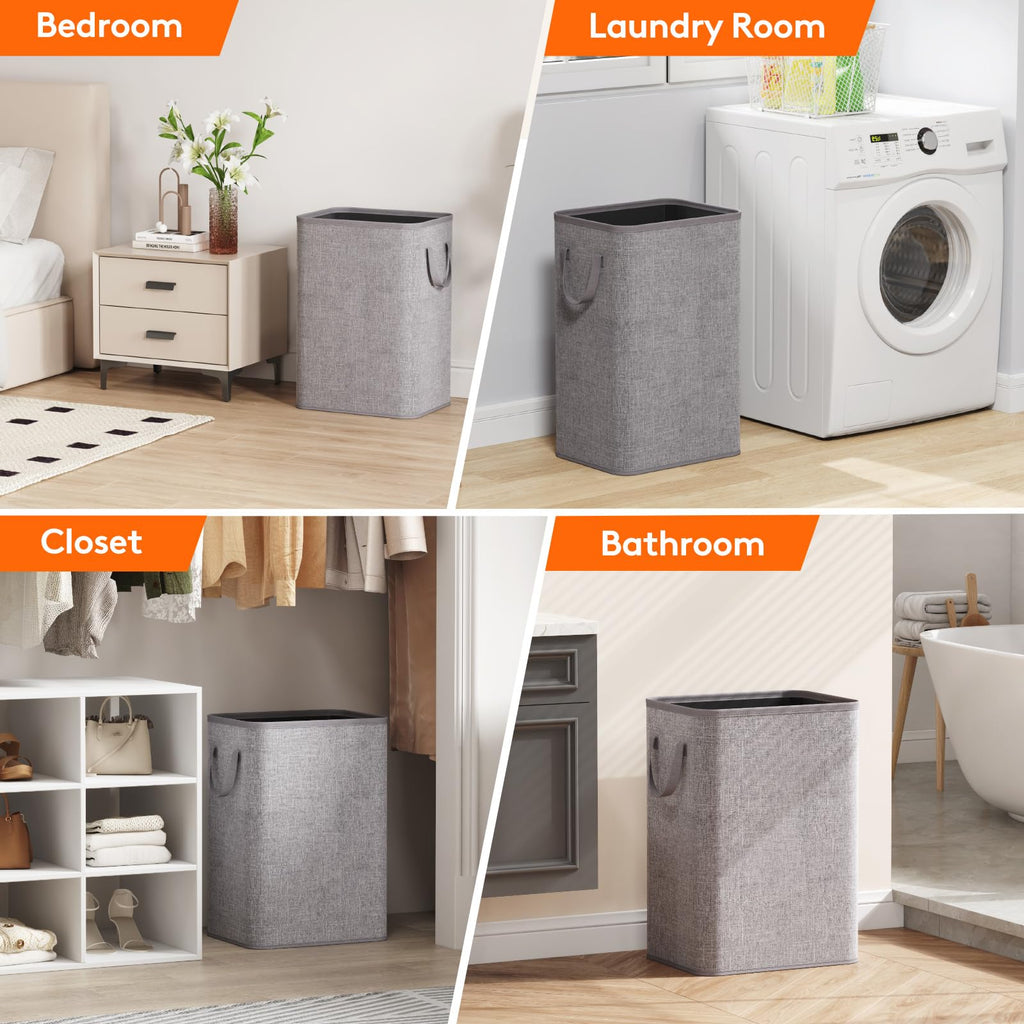 80L Large Laundry Basket with Handles, Light Gray