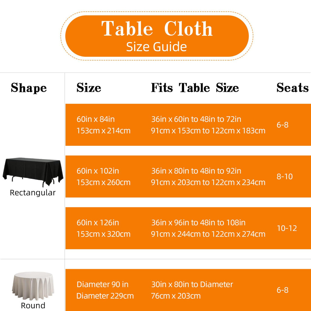 10 Pack Black Table Cloth Rectangle 60X102 Inch Fit 6FT Table