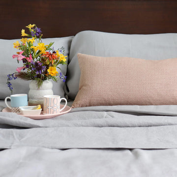 Silver Grey Linen Sheet Set Breathable French Flax Woven in Italy European Luxury Quality Sheets - Twin XL Size