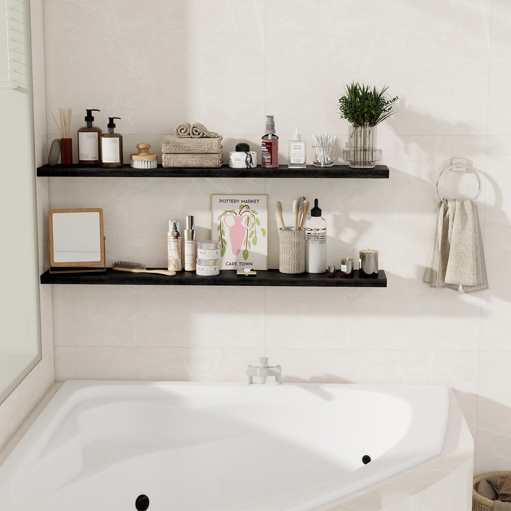 Floating Shelves for Wall, 48 Inch Floating Shelves Decor, Wall Mounted Rustic Wood Shelves, Bathroom, Hanging Deep