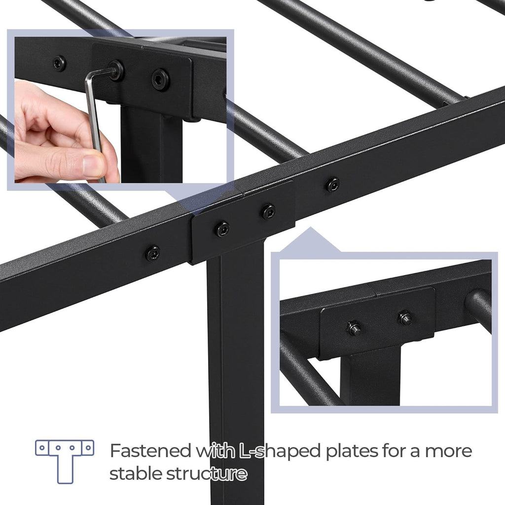 Classic Metal Platform Bed Frame Mattress Foundation with Victorian Style Iron-Art Headboard/Footboard/Under Bed