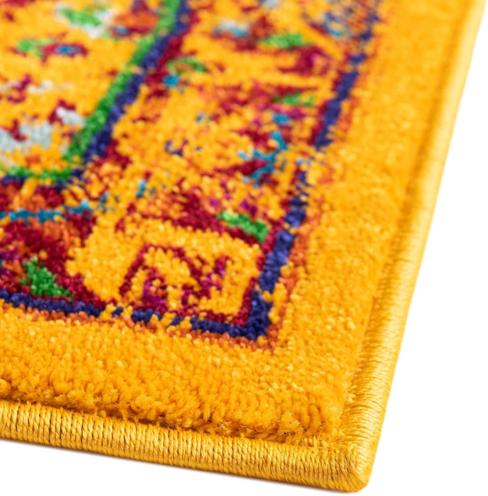 Calypso Rug - 7' 10 x 10' Yellow Area Rug - Stain-Resistant Botanical Design