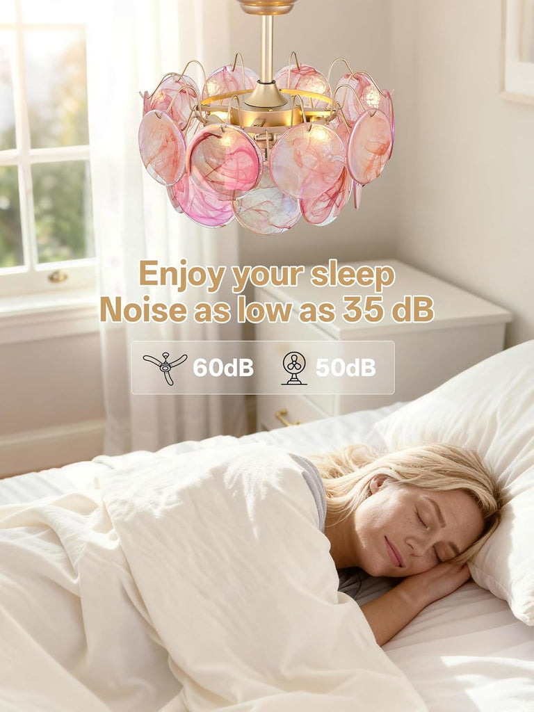 20" Gold Crystal Fandelier Ceiling Fans with Lights, Gold Flower Chandelier Ceiling Fan with Light Remote Control